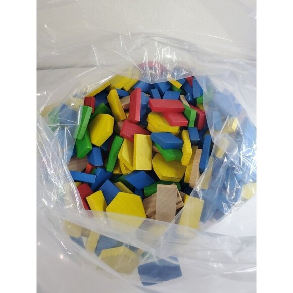 Lot of 426‎ Thick Geometric Wooden Pattern Blocks Math Manipulative Shapes - Picture 12 of 16